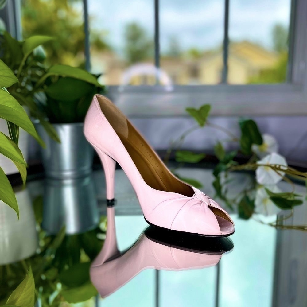 Stuart Weitzman Pink Soft Leather Pumps Heels With Bow Wooden Sole Size:​​​